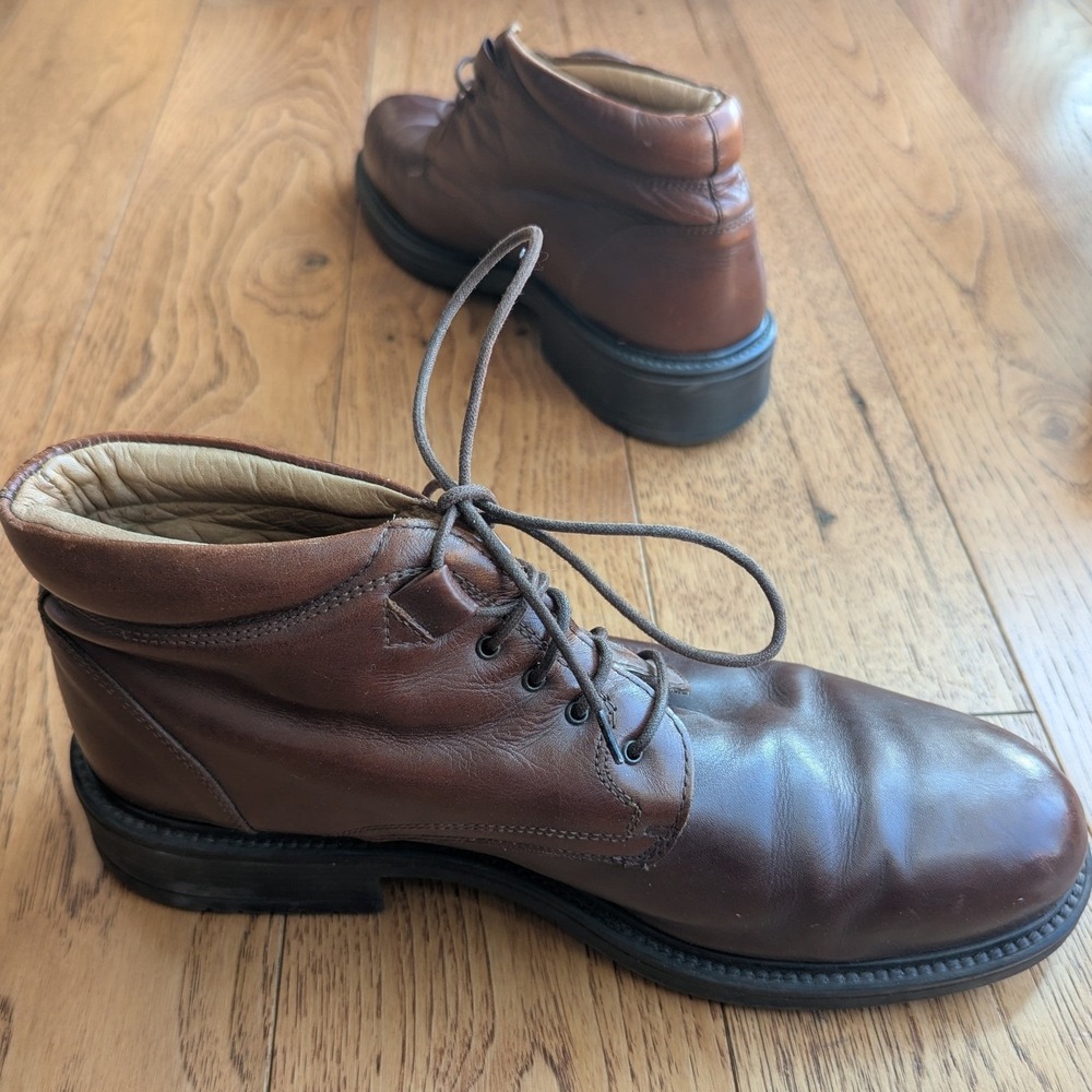 Vtg Bass Brown Leather Ankle Boots‎ Made in Italy Mens 10.5 Derby Shoes Oxfords